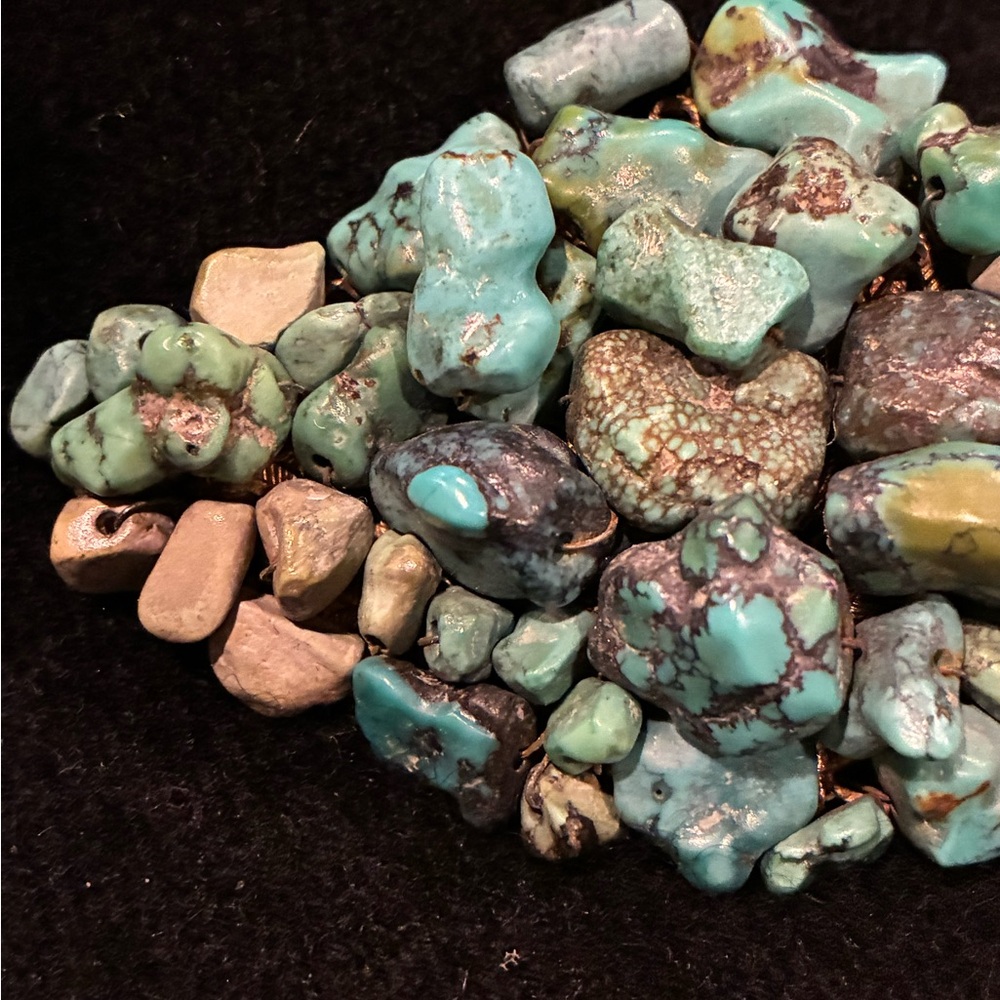 Vintage Turquoise Stone Cluster Statement Brooch - image 3